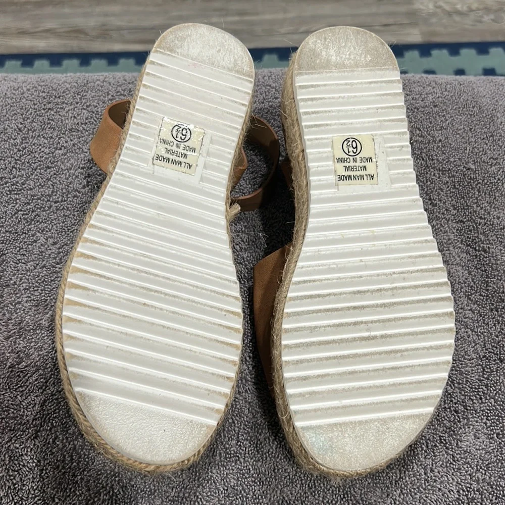Soda open toe buckle ankle strap espadrilles flatform wedges